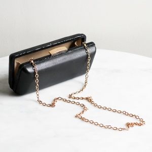Coach Hardshell Black Clutch w/ Chain